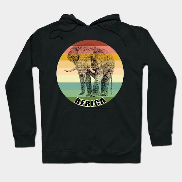 Majestic Bull Elephant on Vintage Retro Africa Sunset Hoodie by scotch